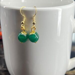 Artisan Green and Gold Dangle Earrings